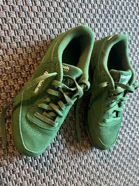 Reebok Green Suede Low-Top Sneakers